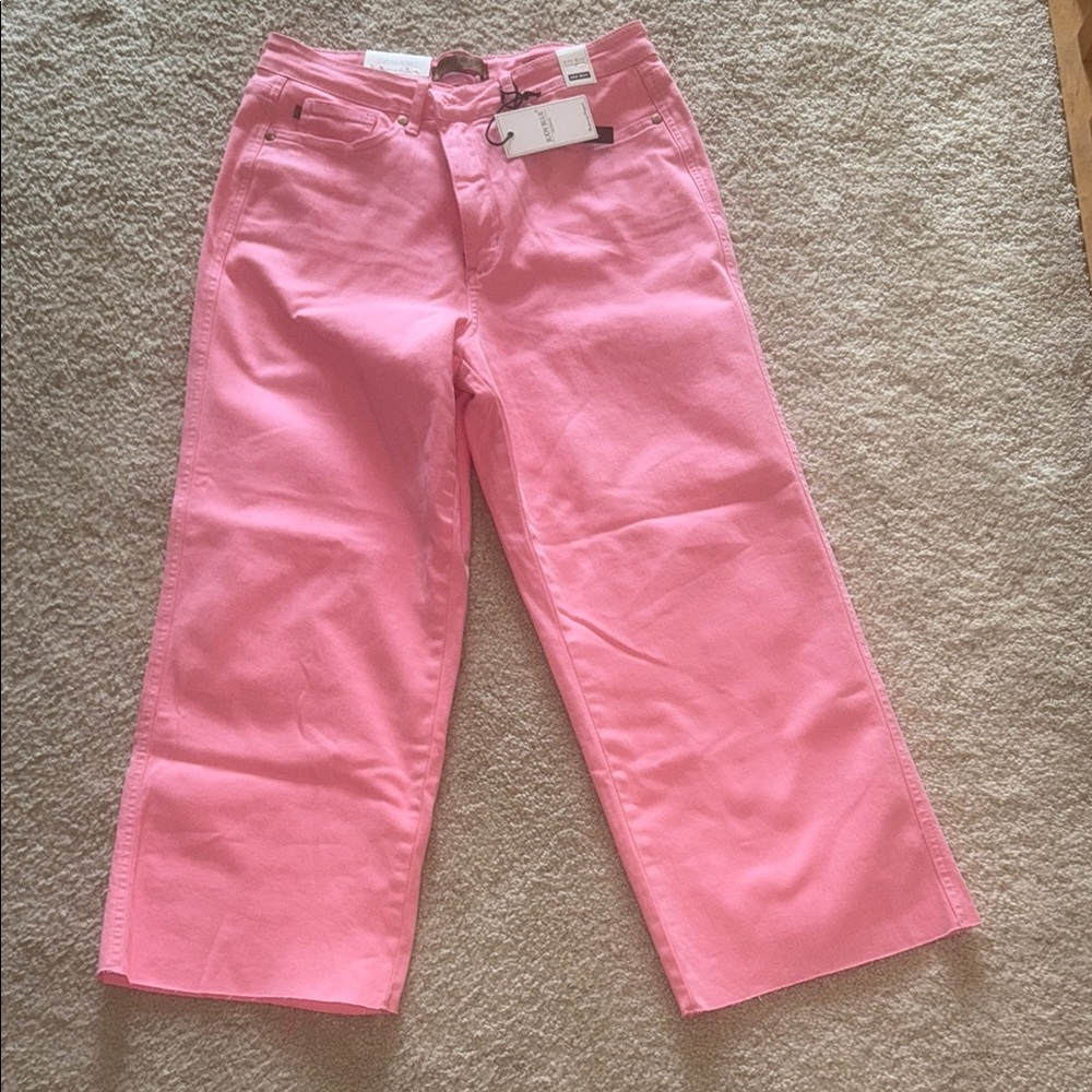 Judy Blue Vibrant Pink Wide Leg Flare Jeans